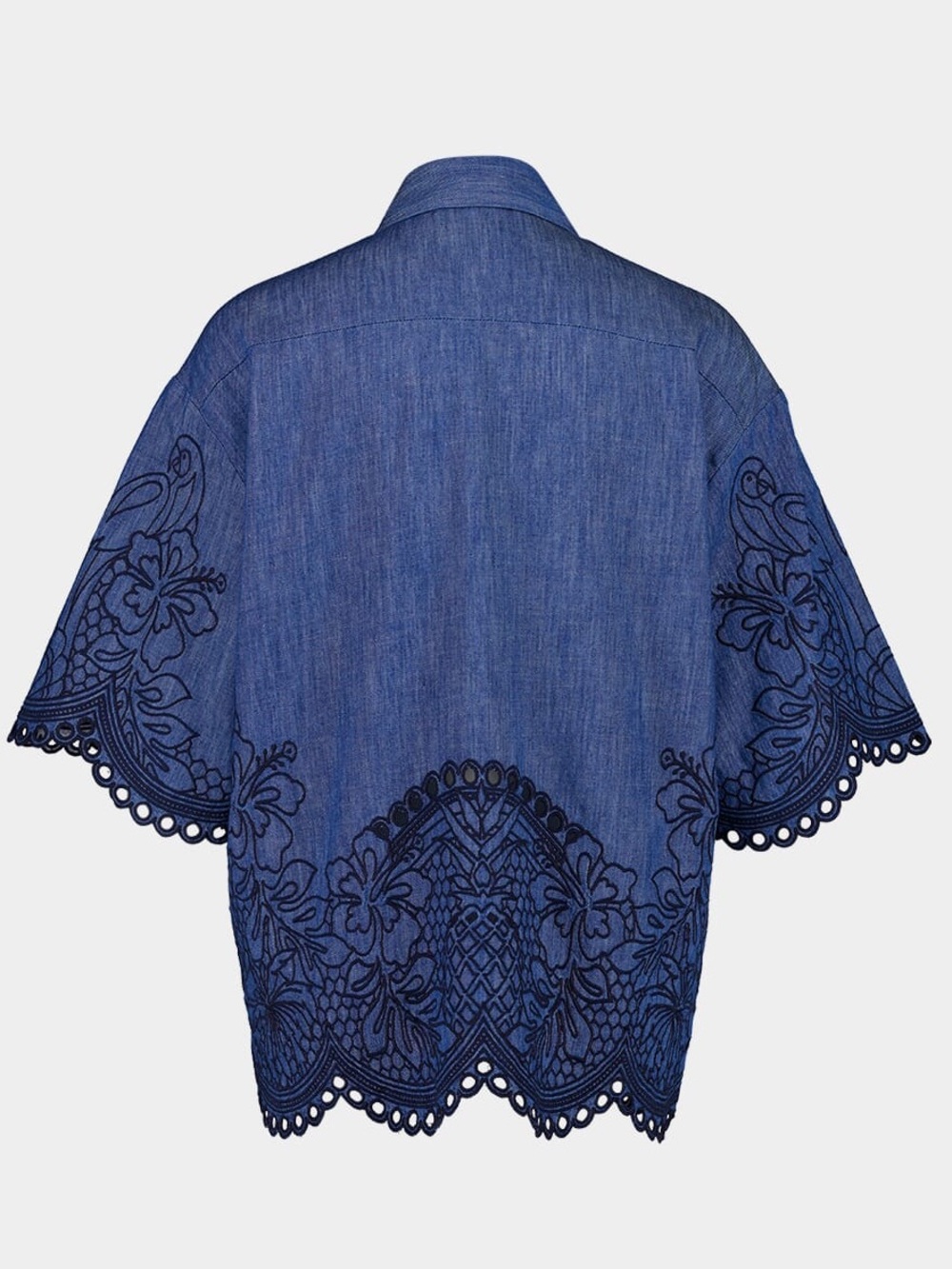 Zimmermann Women’s Coco Embroidered Denim Shirt in Railway Blue Sz 4 US NWT - Picture 6 of 10